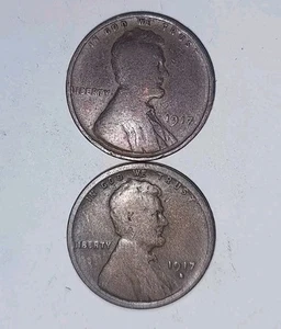1917 P & 1917 S Lincoln Wheat Cents Lot – Early Key Date Pair, Circulated - Picture 1 of 2