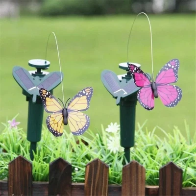 Butterflies Flying Humming Garden Decoration Solar Powered Dancing Fluttering - Image 1 of 4