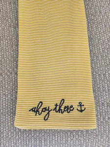Joules Mustard Yellow Cream White Stripe Scarf - Picture 1 of 4