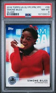 Simone Biles 2016 Topps Us Olympics & Paralympics #38 Silver Metal PSA 8 Rookie - Picture 1 of 2