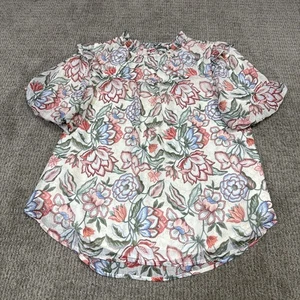Loft Blouse Multicolored Floral Short Sleeve Women’s Size Medium - Picture 1 of 11