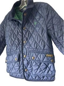 Polo Ralph Lauren Kid’s Quilted Barn Coat Jacket Corduroy Collar Hunter Green 6 - Picture 1 of 5