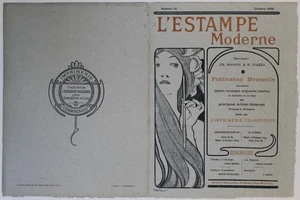 "L'ESTAMPE MODERNE N°18" Couverture originale entoilée (MUCHA octobre 1898) - Imagen 1 de 1