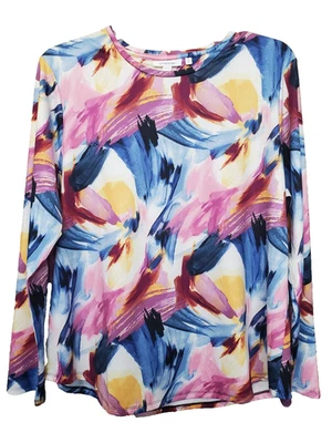 Prenda deportiva Chico's con patrón de trazo de cepillo manga larga cuello redondo protector contra erupciones LGE Foto 1 de 4