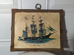 New Bedford Whaler 1842 Nautical Mid Century MCM Wood Art Wall Plaque - Picture 1 of 2