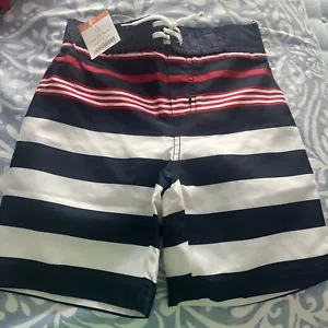 NEW Gymboree Boys Striped Bathing Suit Trunks / Shorts - Size 4 - red/blue/white - Picture 1 of 1