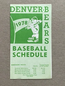 1978 DENVER BEARS Minor League Baseball Schedule MiLB TOUGH HIRSCHFELD'S Version - Picture 1 of 3