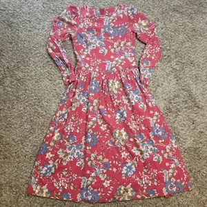 VTG 90s Laura Ashley Pink/Red Floral Long Sleeve Cottagecore Fit Flare Dress 10 - Picture 1 of 4
