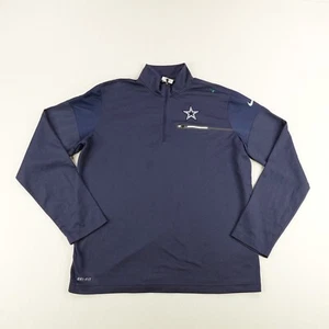 Dallas Cowboys Sweater Men Large Blue Nike NFL On Field 1/4 Zip Dri Fit Football - Picture 1 of 11