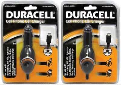 2 x Worlds Best Car Charger for Android Phones DURACELL All-In-One MICRO USB NIP - Image 1 of 4