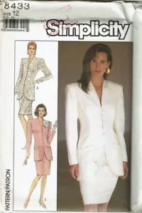 Simplicity Sewing Pattern 8433 Semi Fitted Suit Jacket Misses Size 12 - Picture 1 of 2