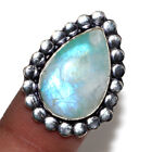925 Silver Plated-rainbow Moonstone Ethnic Gemstone Ring Jewelry Us Size-5 Au T4