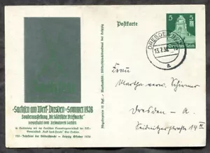 GERMANY Dresden 1938 ILLUSTRATED Advertising Postal Card. Sachsen. Domestic - Picture 1 of 2