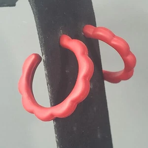 Pendientes Aro Colgantes Rojo Goma Años 80 90 Retro Mediados de Siglo Modernista Boho 1.5" - Imagen 1 de 10