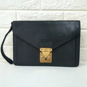 Louis Vuitton Epi Serie Dragonne Clutch Bag M52612 Black No Key Used from Japan - Picture 1 of 24