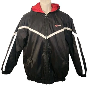 Chaqueta Nike Vintage Años 90 Talla XL Para Hombre Negro/Rojo Abrigo Amortiguador Capucha con Cremallera Pesada, Excelente Condición - Imagen 1 de 18