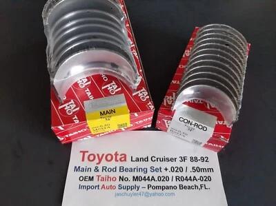 Toyota Land Cruiser 3F Engine 88-92 Taiho Main & Rod +.020 Set Made in Japan OEM - Image 1 of 3