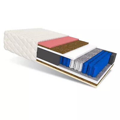 Matratze 160x200 Taschenfederkern CLAUS H4 7 Zonen Kokos Visco Latex 23cm JERSEY - Bild 1 von 4