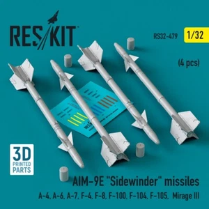 1/32 Reskit RS32-0479 AIM-9E "Sidewinder" missiles (4 pcs) (A-4, A-6, A-7, F-4, - Picture 1 of 1
