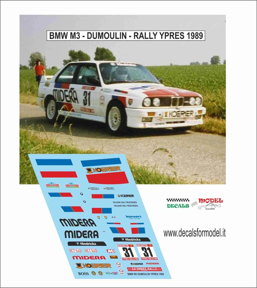 DECALS 1:43 BMW M3 E30 DUMOULIN RALLY YPRES 1989 - Immagine 1 di 1