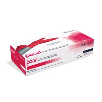 100 Red Pearl Einmalhandschuhe Rot Nitril Unigloves Latexfrei puderfrei