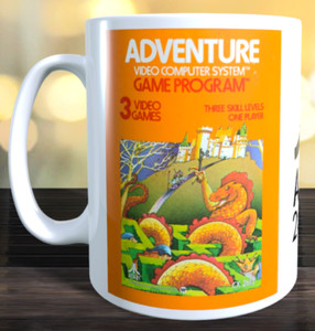 Tasse art boîte de jeu Atari 2600 VCS Adventure.