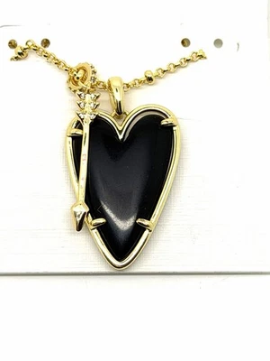 Kendra Scott Negro Obsidiana Ansley Corazón Colgante Flecha Nuevo en Tarjeta ENVÍO GRATUITO Foto 1 de 4