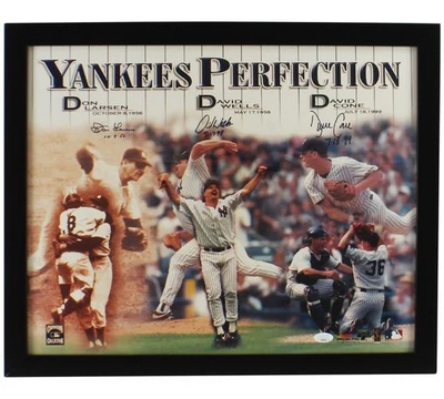 David Cone, Don Larsen, and David Wells Signed New York Yankees Framed Photo - Image 1 of 3