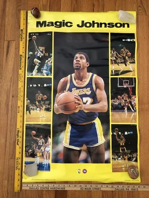1982 Vintage MAGIC JOHNSON LOS ANGELES LAKERS NBA BASKETBALL POSTER IN SLEEVE! - Image 1 of 4