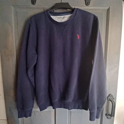 Трэширующий США Polo Assn пуловер флисовая толстовка мужской M темно-синий ворота - Изображение 1 из 4
