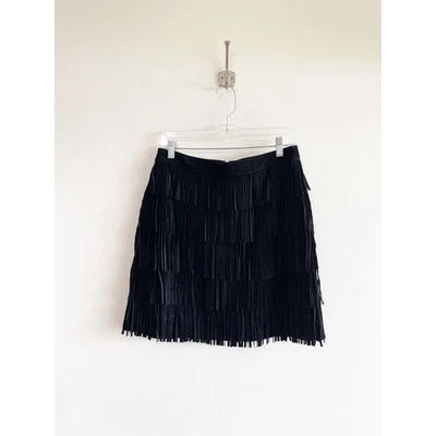 Minifalda Kate Spade Daniele de cuero de gamuza genuina con flecos negra talla 10 $798 Foto 1 de 4