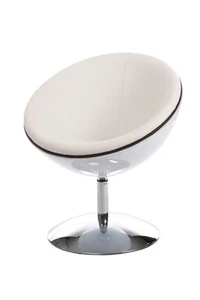 Casa Padrino Poltrona Girevole di Design, Bianco/Bianco Lucido Poltrona Lounge  - Foto 1 di 5