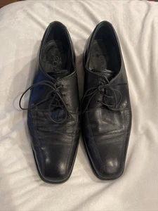Ecco Shoes Mens 45 Thin Tie Lace Up Loafer Black Leather Loafers Men Dress Shoe - Picture 1 of 5