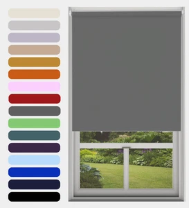 THERMAL BLACKOUT ROLLER BLINDS QUALITY MATERIAL METAL FIXINGS MANY SIZES COLOURS - Picture 1 of 40
