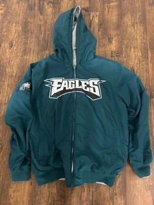 NFL Philadelphia Eagles Reversible Hooded Zip Up Sweatshirt Jacket Sz L EUC HTF - Picture 1 of 10