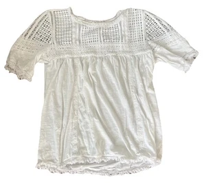 CALSON white Crochet Short Sleeve Top Medium Woman’s Eyelet  - Picture 1 of 6