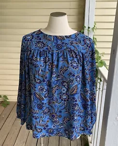 Camisa Blusa Campesina Jill Wearever Collection Plus 2X Azul Floral Cachemira - Imagen 1 de 7