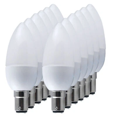 10X LED Candle Bulbs Bayonet B22 E27 E14 E12 B15 Light 3W 220V Chandelier Lamp - Image 1 of 4