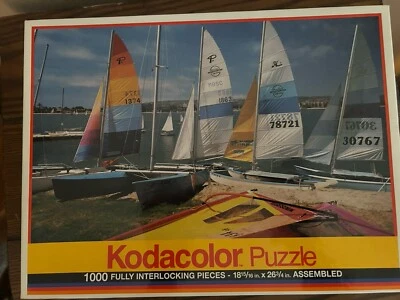 Vintage Rose Art Kodacolor Jigsaw Puzzle Sailboats 1000 Piece 18x26” Sealed - Image 1 of 4