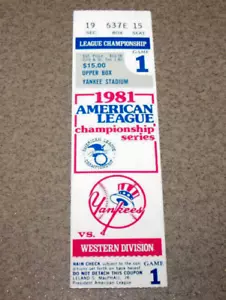 NY Yankees 1981 ALCS Game #1 Ticket Stub vs A's Nettles 3rbi Reggie Jackson 1r - Picture 1 of 3