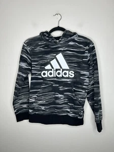 Adidas Youth Pullover Hoodie Sweatshirt Black Gray Camouflage Size 10/12 - Picture 1 of 10