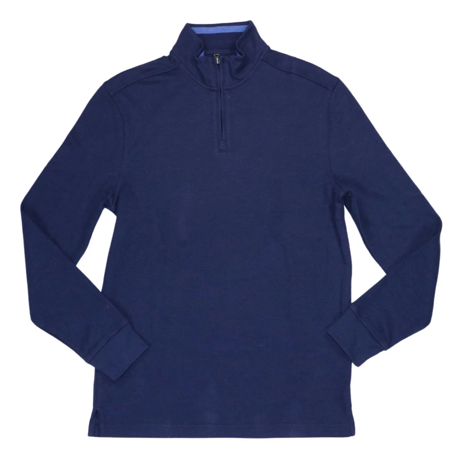 Club Room Mens Sweater Navy Blue Small S 1/2 Zip French Ribbed Pullover 271