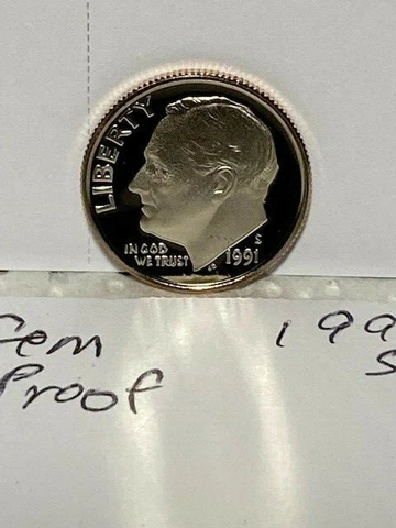 1991 S Roosevelt Dime Gem Deep Cameo CN-Clad Proof US Coin Cover