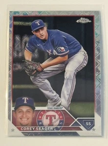2023 Topps Chrom Logofraktor Corey Seager blauer Refraktor - MLB Rangers Karte #45 - Bild 1 von 2