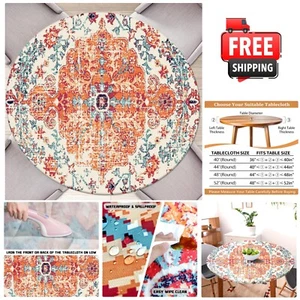 Colorful Round Fitted Tablecloth 44'' - Perfect for Picnics & Gatherings - Picture 1 of 9