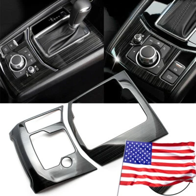 For Mazda CX5 2017-2025 Black Titanium Gear Shift Console Panel Frame Cover Trim - Image 1 of 4