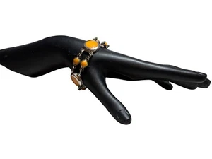 Pulsera ágata naranja México plata de ley 925 vintage 7" C1998 - Imagen 1 de 6