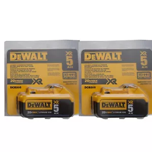 (2) DEWALT DCB205-2 20V 20 Volt MAX Lithium Ion 5.0 AH Battery Packs New DCB205 - Picture 1 of 9