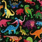 Nutex Fabric - Multicoloured Dinosaurs - Patchwork Quilting Dressmaking Fabric