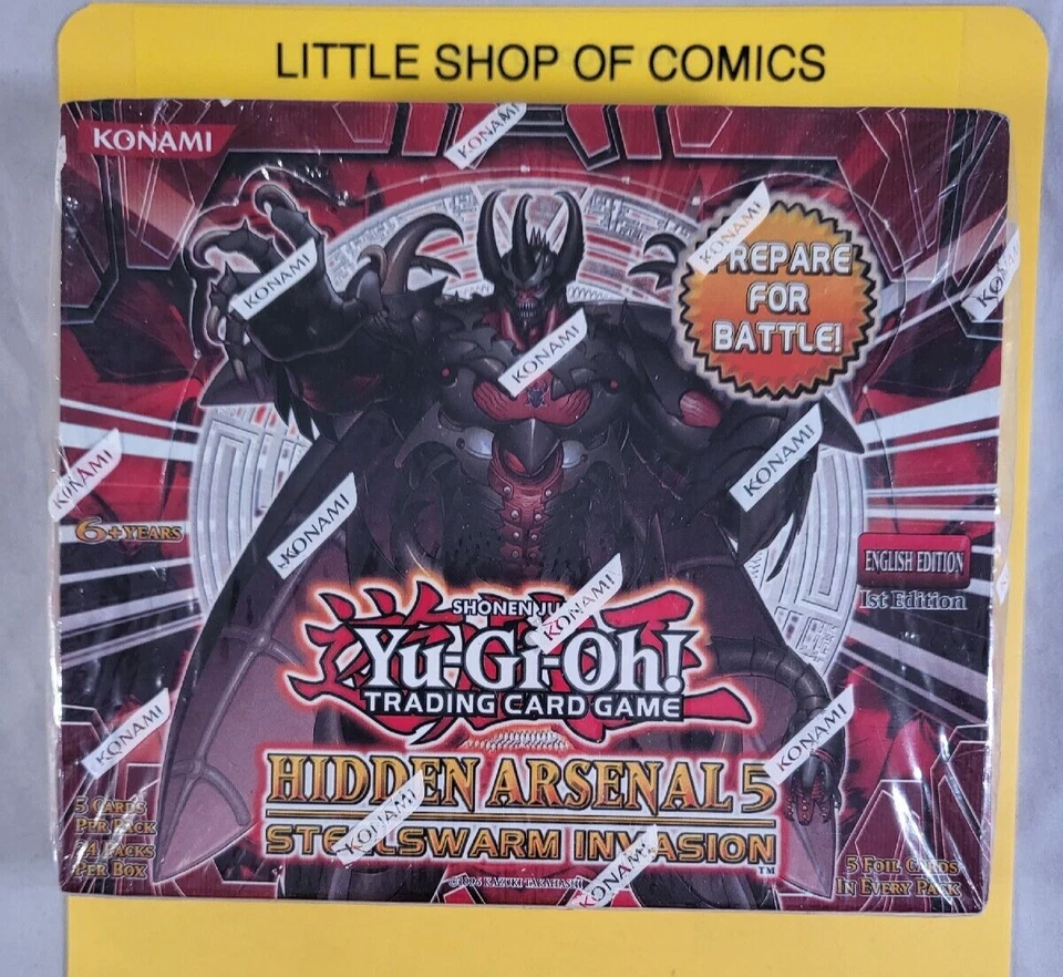 YuGiOh Hidden Arsenal 5 Steelswarm Invasion Seal Booster Box 1st Ed. Eng. Photos - Image 1 of 4
